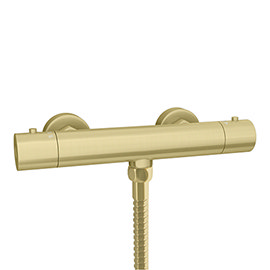 Arezzo Brushed Brass Round Thermostatic Bar Shower Valve Medium Image