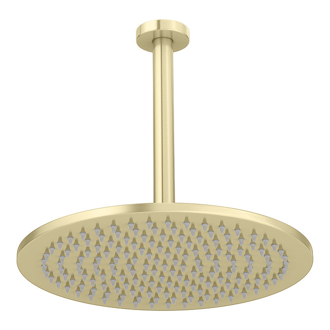 Arezzo Brushed Brass Round Thermostatic Shower Pack with 300mm Ceiling Mounted Head + Handset  addit