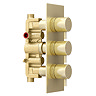 Arezzo Brushed Brass Round Thermostatic Shower Pack with 300mm Ceiling Mounted Head + Handset  Newest Large Image