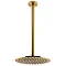Arezzo Brushed Brass Round Thermostatic Shower Pack with Ceiling Mounted Head + Handset Feature Large Image