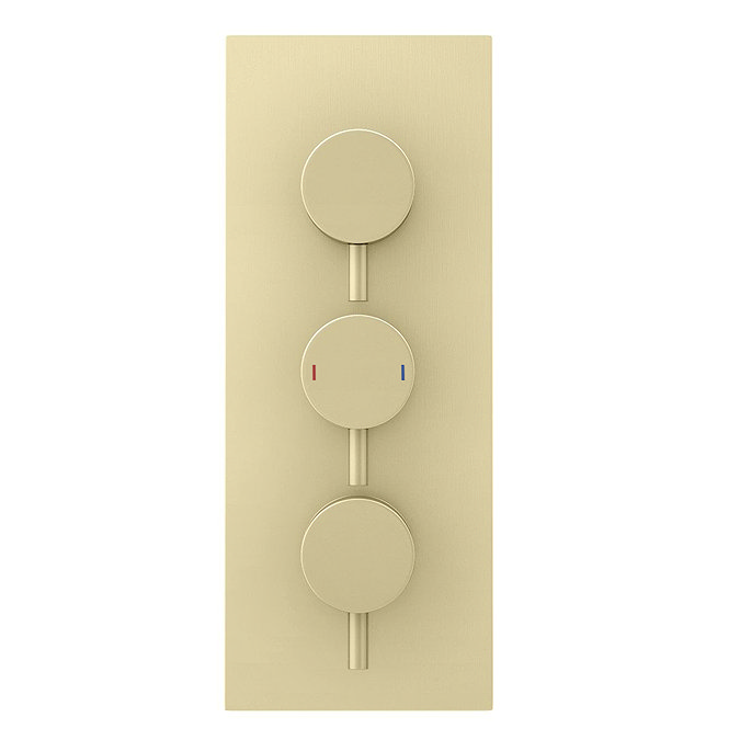 Arezzo Brushed Brass Round Thermostatic Shower Pack with Ceiling Mounted Head + Handset  Newest Large Image