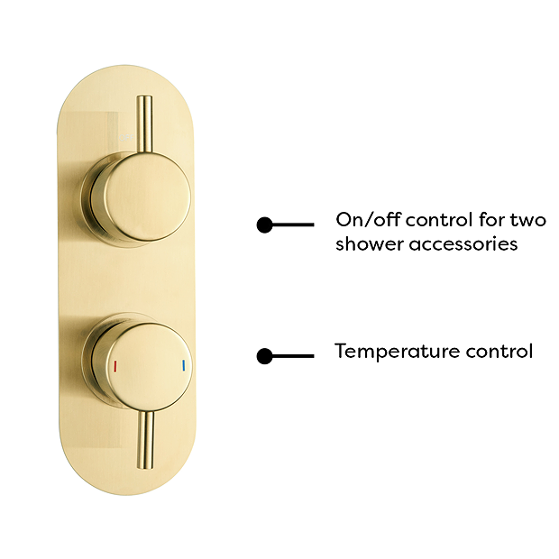 Arezzo Brushed Brass Round Thermostatic Shower Pack with Head + Handset