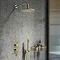 Arezzo Brushed Brass Round Thermostatic Shower Pack with Head + Handset (Oval Faceplate) Large Image