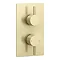 Arezzo Brushed Brass Round Thermostatic Shower Pack with Head + Handset  Standard Large Image