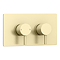 Arezzo Brushed Brass Round Thermostatic Shower Pack with Inline Head + Handset