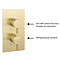 Arezzo Brushed Brass Round Thermostatic Shower Pack with Inline Head + Handset