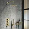 Arezzo Brushed Brass Round Thermostatic Shower Pack with Wall Mounted Head + Handset Large Image