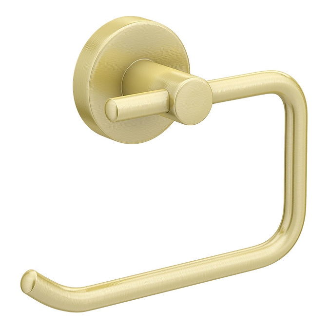 Arezzo Brushed Brass Round Toilet Roll Holder  Standard Large Image