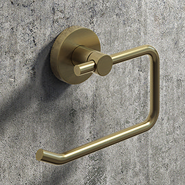 Arezzo Brushed Brass Round Toilet Roll Holder Medium Image