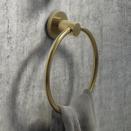 Arezzo Brushed Brass Round Towel Ring Large Image