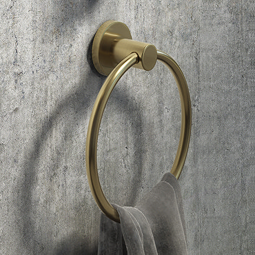 Arezzo Brushed Brass Round Towel Ring  Profile Large Image