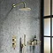 Arezzo Brushed Brass Round Twin Concealed Shower Valve w. Diverter + Oval Faceplate  Standard Large 