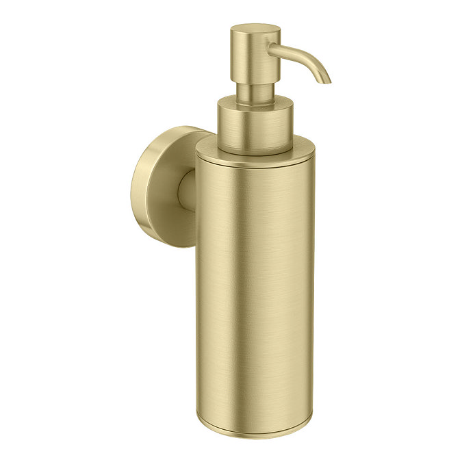 Arezzo Brushed Brass Round Wall Mounted Soap Dispenser Large Image