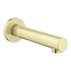 Arezzo Brushed Brass Round Wall Mounted Straight Bath Spout Large Image