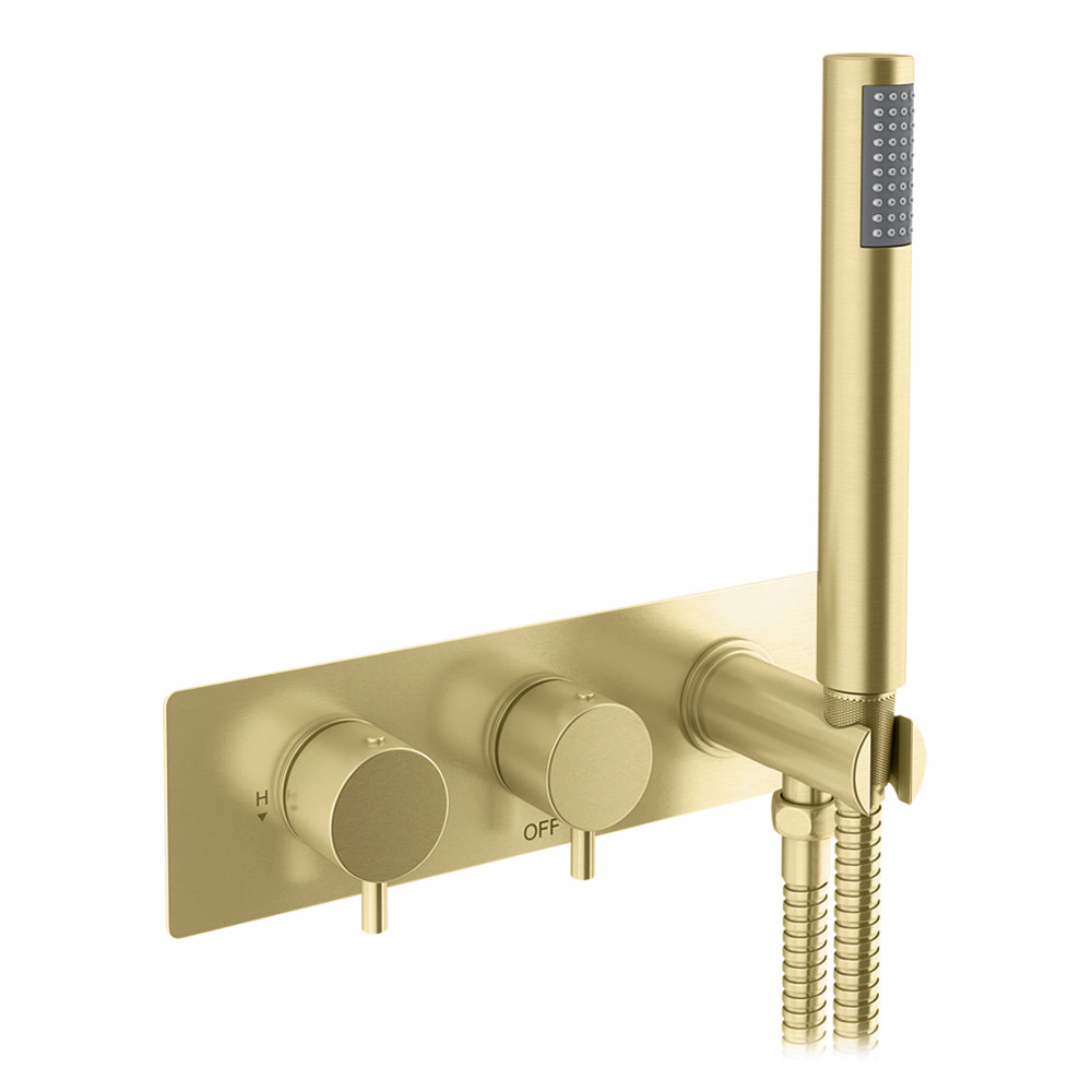 Arezzo Brushed Brass Round Wall Mounted Thermostatic Shower Valve