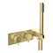 Arezzo Brushed Brass Round Wall Mounted Thermostatic Shower Valve with Handset