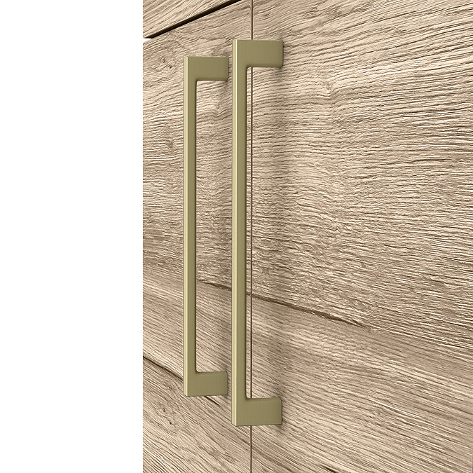 Arezzo Brushed Brass & Rustic Oak Complete Bathroom Suite - Floor Standing Vanity