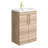 Arezzo Brushed Brass & Rustic Oak Complete Bathroom Suite - Floor Standing Vanity