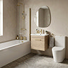 Arezzo Brushed Brass & Rustic Oak Complete Bathroom Suite - Wall Hung Vanity