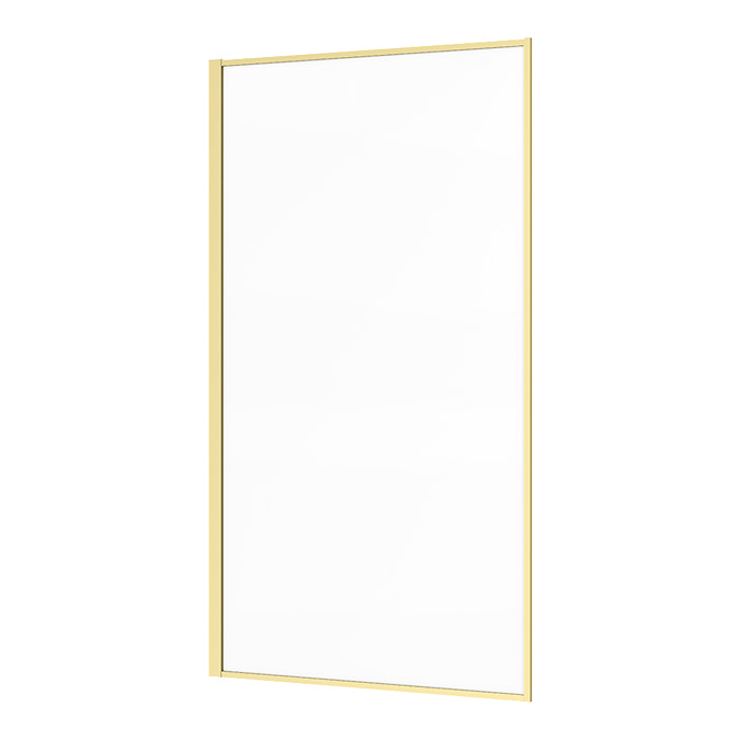 Arezzo Brushed Brass Slim Frame Frosted Glass Bath Screen (800 x 1400)