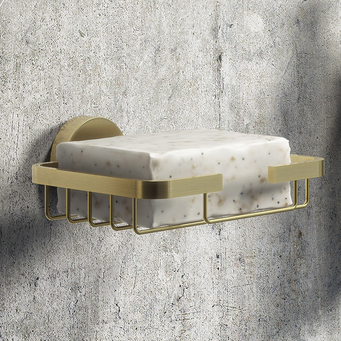 Arezzo Brushed Brass Soap Basket Large Image