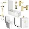 Arezzo Brushed Brass Square Complete Modern Bathroom Package