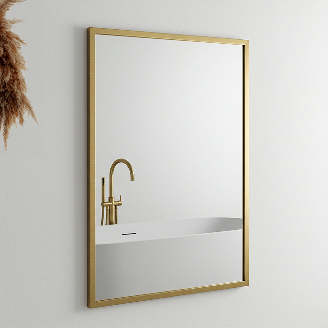 Arezzo Brushed Brass Square Edge 1200 x 700 Mirror