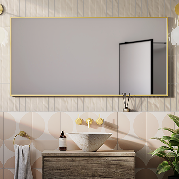 Arezzo Brushed Brass Square Edge 1400 x 500 Mirror