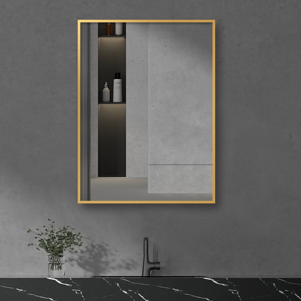 Arezzo Brushed Brass Square Edge Framed Bathroom Mirror X Mm