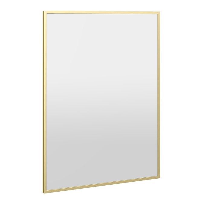 Arezzo Brushed Brass Square Edge Framed Bathroom Mirror - 800 x 600mm