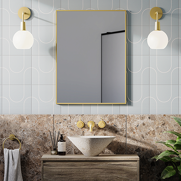 Arezzo Brushed Brass Square Edge Framed Bathroom Mirror - 800 x 600mm