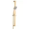 Arezzo Brushed Brass Square Modern Slide Rail Kit with Shower Handset Large Image