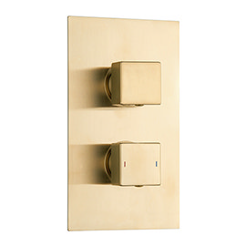Arezzo Brushed Brass Square Modern Twin Concealed Shower Valve Medium Image