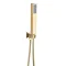 Arezzo Brushed Brass Square Outlet Elbow with Parking Bracket, Flex + Handset Large Image