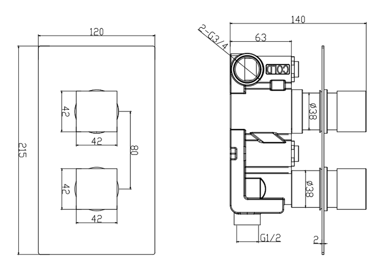 Arezzo Brushed Brass Square Shower Package with Concealed Valve + 200mm Head