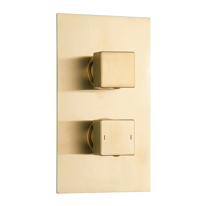 Arezzo Brushed Brass Square Shower Package with Concealed Valve + 300mm Head  Feature Large Image