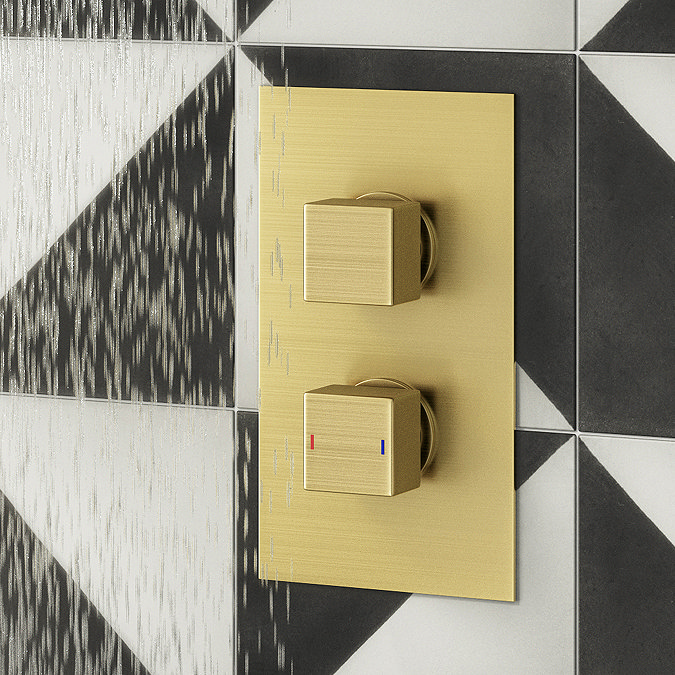 Arezzo Brushed Brass Square Shower Package with Concealed Valve + 300mm Head Newest Large Image