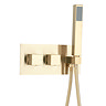 Arezzo Brushed Brass Square Shower System (300mm Fixed Head, Handset + Integrated Parking Bracket)  