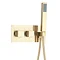 Arezzo Brushed Brass Square Shower System (300mm Fixed Head, Handset + Integrated Parking Bracket)  