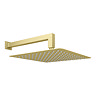 Arezzo Brushed Brass Square Shower System (Twin Valve with Diverter, Wall Mounted Head + Handset)  In Bathroom Large Image
