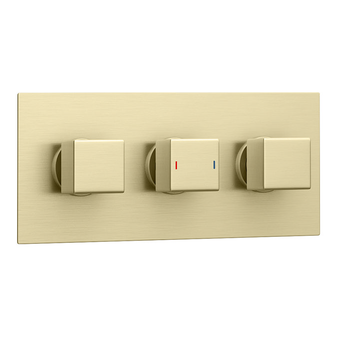 Arezzo Square Triple Concealed Thermostatic Shower Valve with Diverter - Brushed Brass