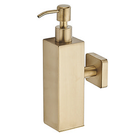 Arezzo Brushed Brass Square Wall Mounted Soap Dispenser Medium Image