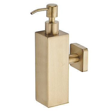 Arezzo Brushed Brass Square Wall Mounted Soap Dispenser  Feature Large Image
