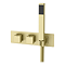 Arezzo Brushed Brass Square Wall Mounted Thermostatic Shower Valve with Handset + 200mm Fixed Shower Head