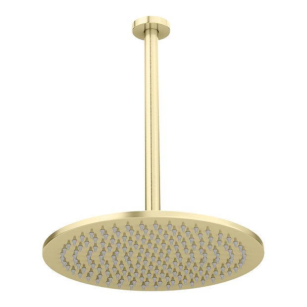 Arezzo Brushed Brass Twin Concealed Shower Valve inc. 300mm Head + Ceiling Mounted Head  additional 