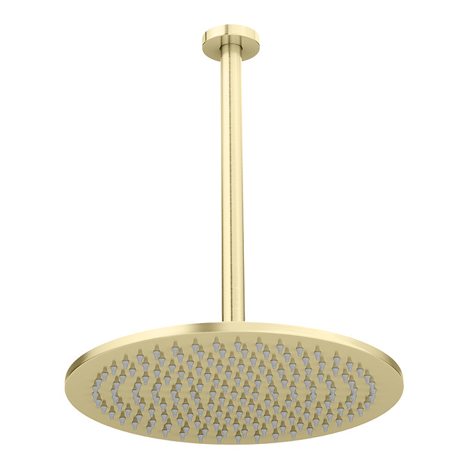 Arezzo Brushed Brass Twin Concealed Shower Valve inc. 300mm Head + Ceiling Mounted Head additional