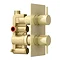 Arezzo Brushed Brass Twin Concealed Shower Valve inc. 300mm Head + Ceiling Mounted Arm In Bathroom Large Image