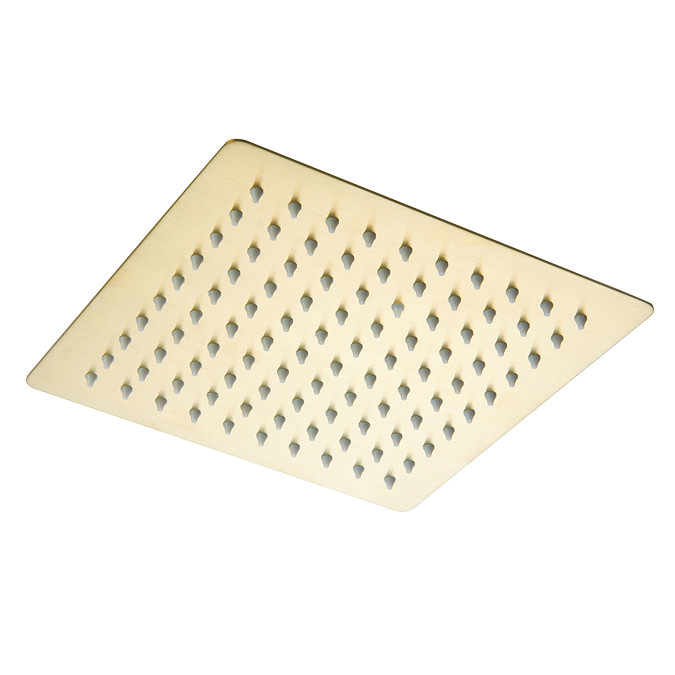 Arezzo Brushed Brass Ultra-Thin Square Fixed Shower Head (200 x 200mm) Large Image