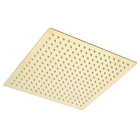 Arezzo Brushed Brass Ultra-Thin Square Fixed Shower Head (300 x 300mm) Large Image