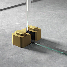 Arezzo Brushed Brass Wetroom Screen Horseshoe Support Foot Large Image